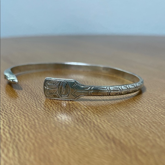 Beautiful 7 1/2” Sterling Silver Slim Snake Cuff Vintage - Picture 1 of 10